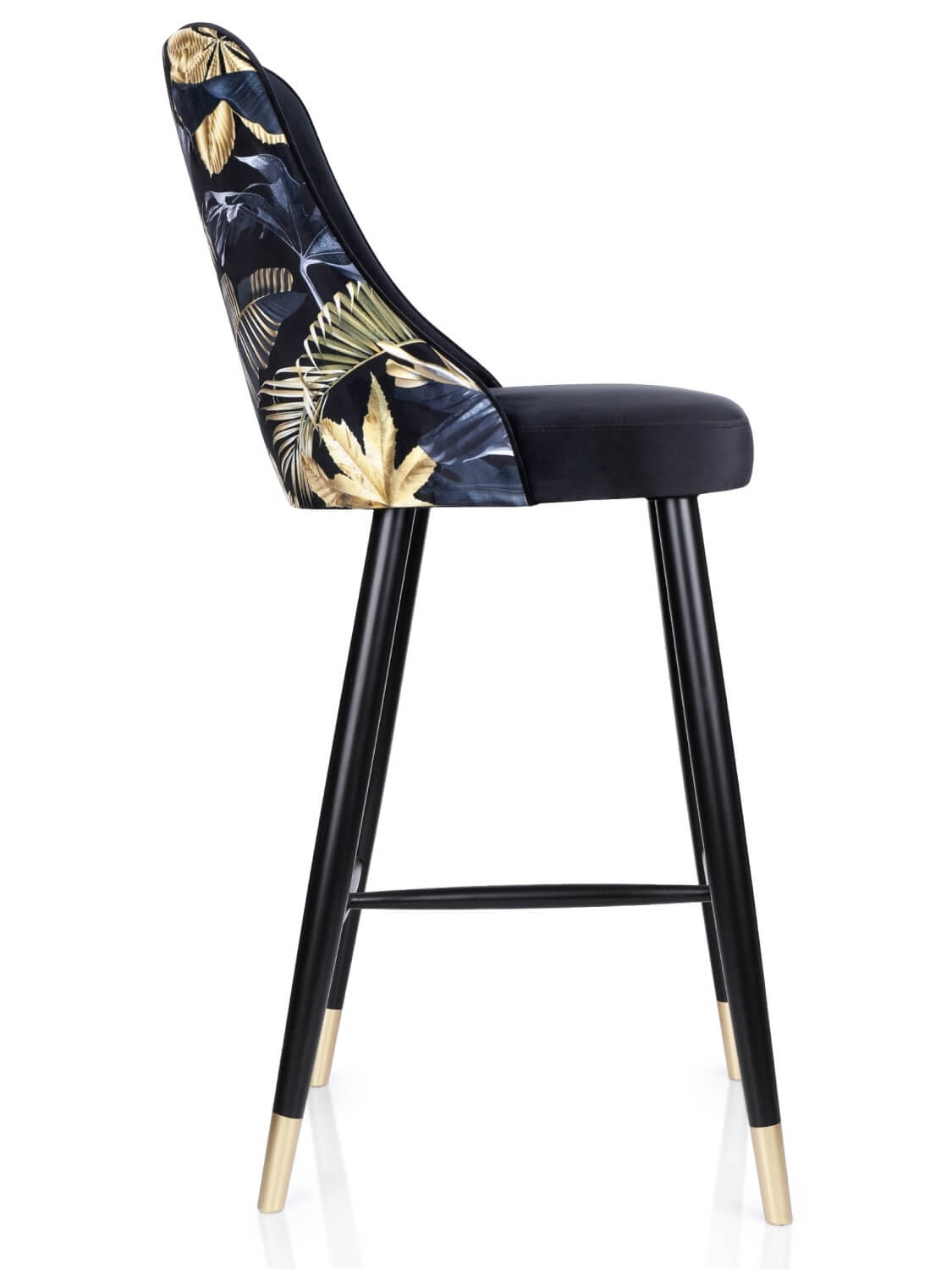 Hoker czarny z plecami we wzór z liści - Madonna - widok z boku 